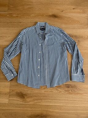 Men's Blue Gingham Button-Down Shirt